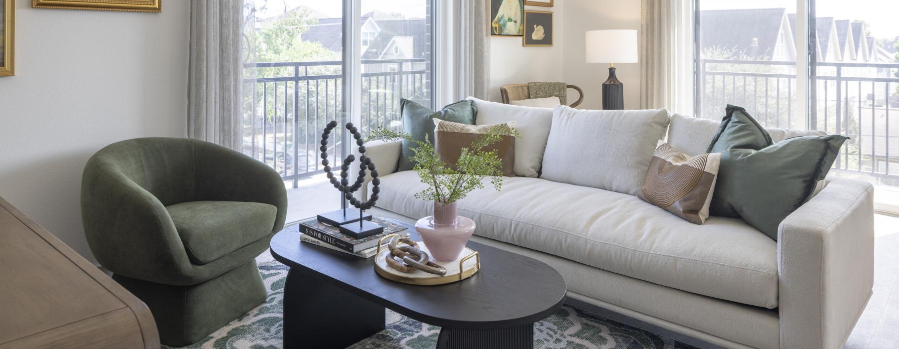 a living room with a large window