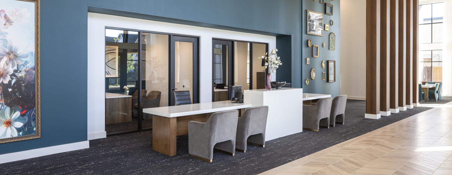 a room with a table and chairs